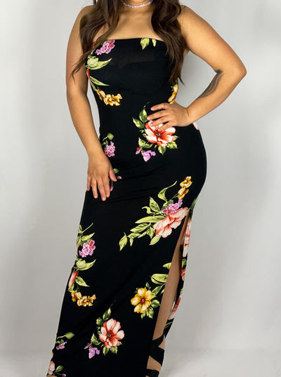 Floral Maxi Dress with leg slit